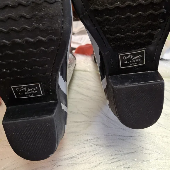 Daily Shoes Rain Boots Leopard and Zebra Print Pointed Toe Heeled  Women Size 10 - Picture 15 of 16